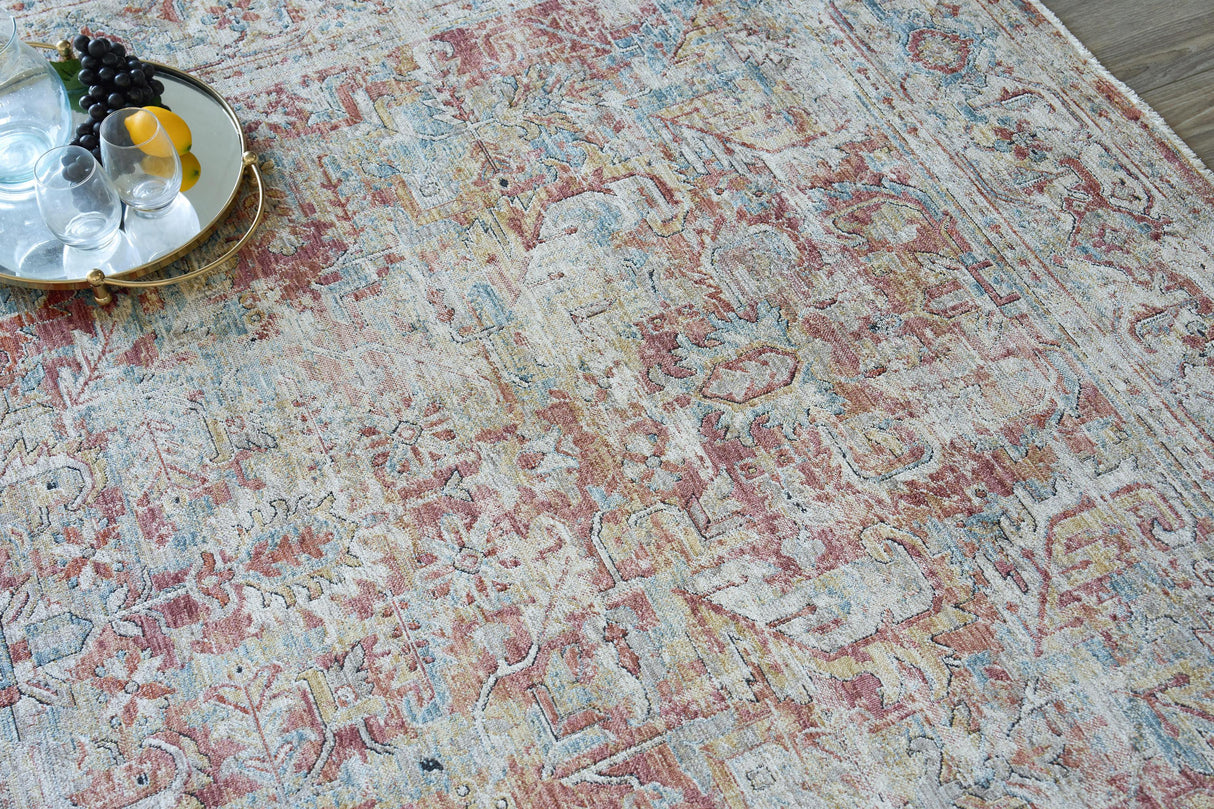 Exquisite Rugs Antique Loom 5593 Rust/Beige Polyester powerloom 3' x 2' Area Rug