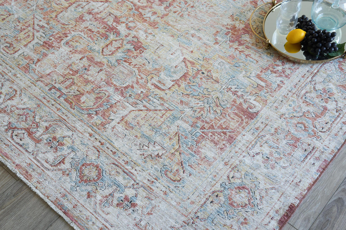 Exquisite Rugs Antique Loom 5593 Rust/Beige Polyester powerloom 3' x 2' Area Rug