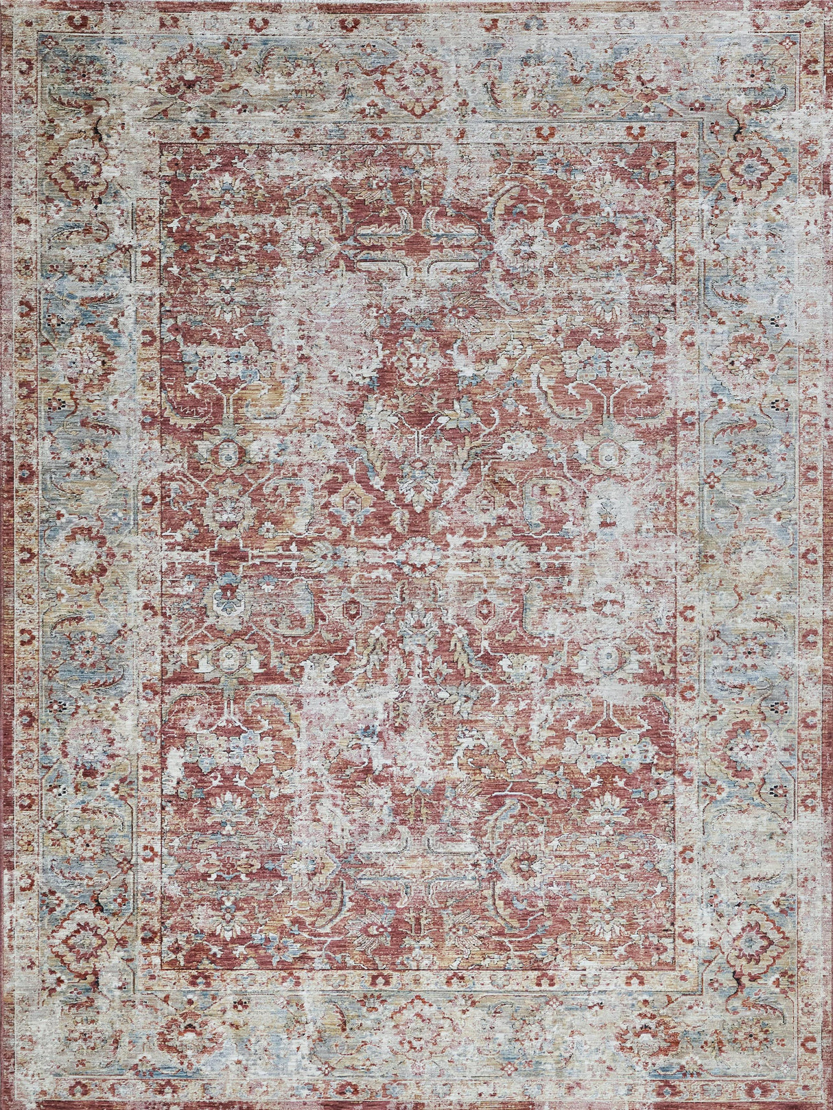 Exquisite Rugs Antique Loom 5594 Rust/Blue Polyester powerloom 3' x 2' Area Rug