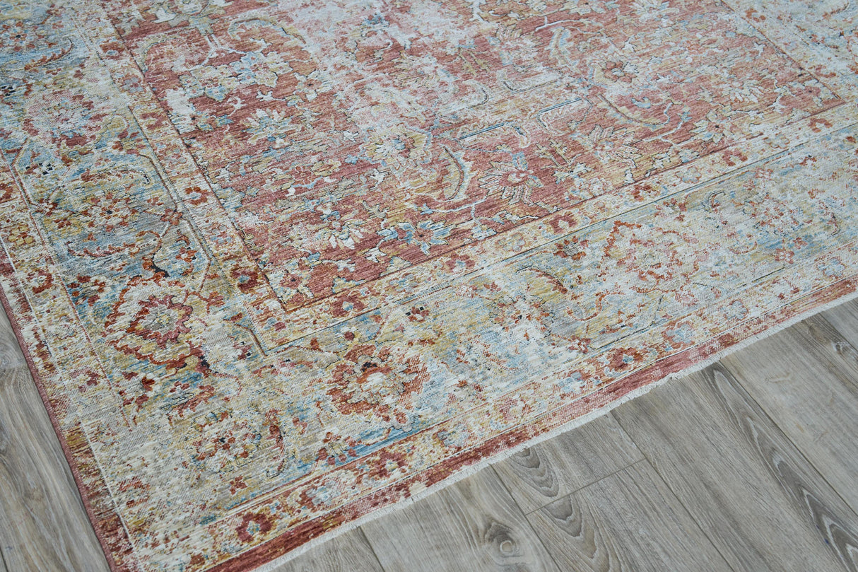 Exquisite Rugs Antique Loom 5594 Rust/Blue Polyester powerloom 3' x 2' Area Rug