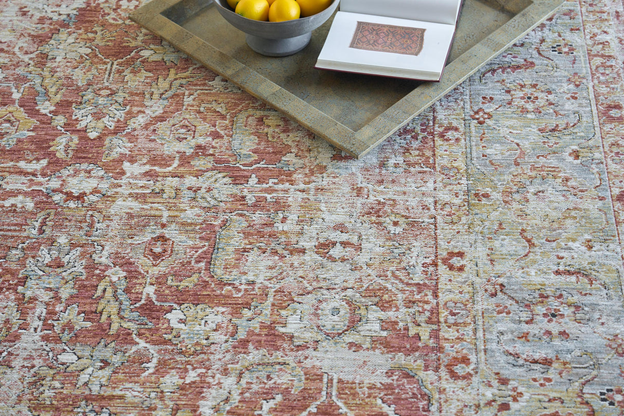 Exquisite Rugs Antique Loom 5594 Rust/Blue Polyester powerloom 3' x 2' Area Rug