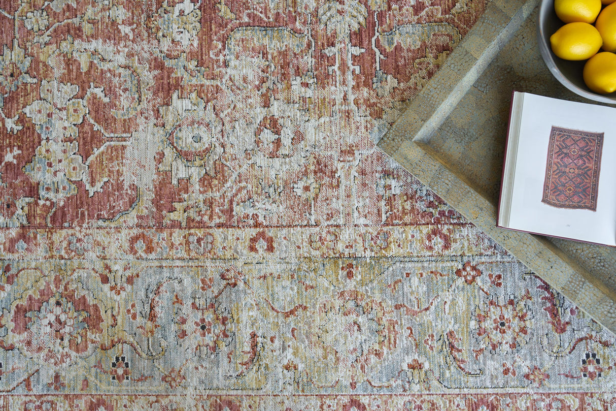 Exquisite Rugs Antique Loom 5594 Rust/Blue Polyester powerloom 3' x 2' Area Rug