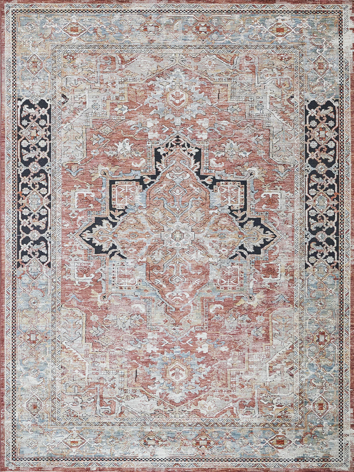 Exquisite Rugs Antique Loom 5596 Rust/Black Polyester powerloom 3' x 2' Area Rug