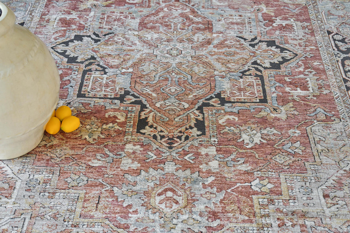 Exquisite Rugs Antique Loom 5596 Rust/Black Polyester powerloom 3' x 2' Area Rug