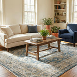 Exquisite Rugs Antique Loom 5598 Blue/Beige Polyester powerloom 3' x 2' Area Rug