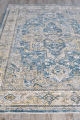 Exquisite Rugs Antique Loom 5598 Blue/Beige Polyester powerloom 3' x 2' Area Rug