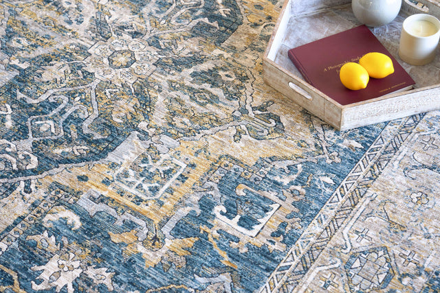 Exquisite Rugs The Met X Exquisite Rugs Antique Loom 5598 Blue/Beige 4' x 12' Area Rug