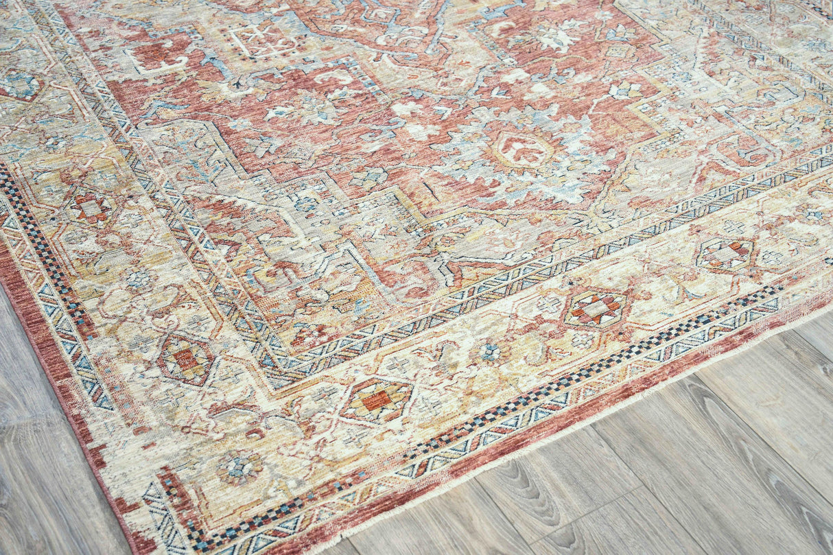 Exquisite Rugs Antique Loom 5600 Rust/Beige Polyester powerloom 3' x 2' Area Rug