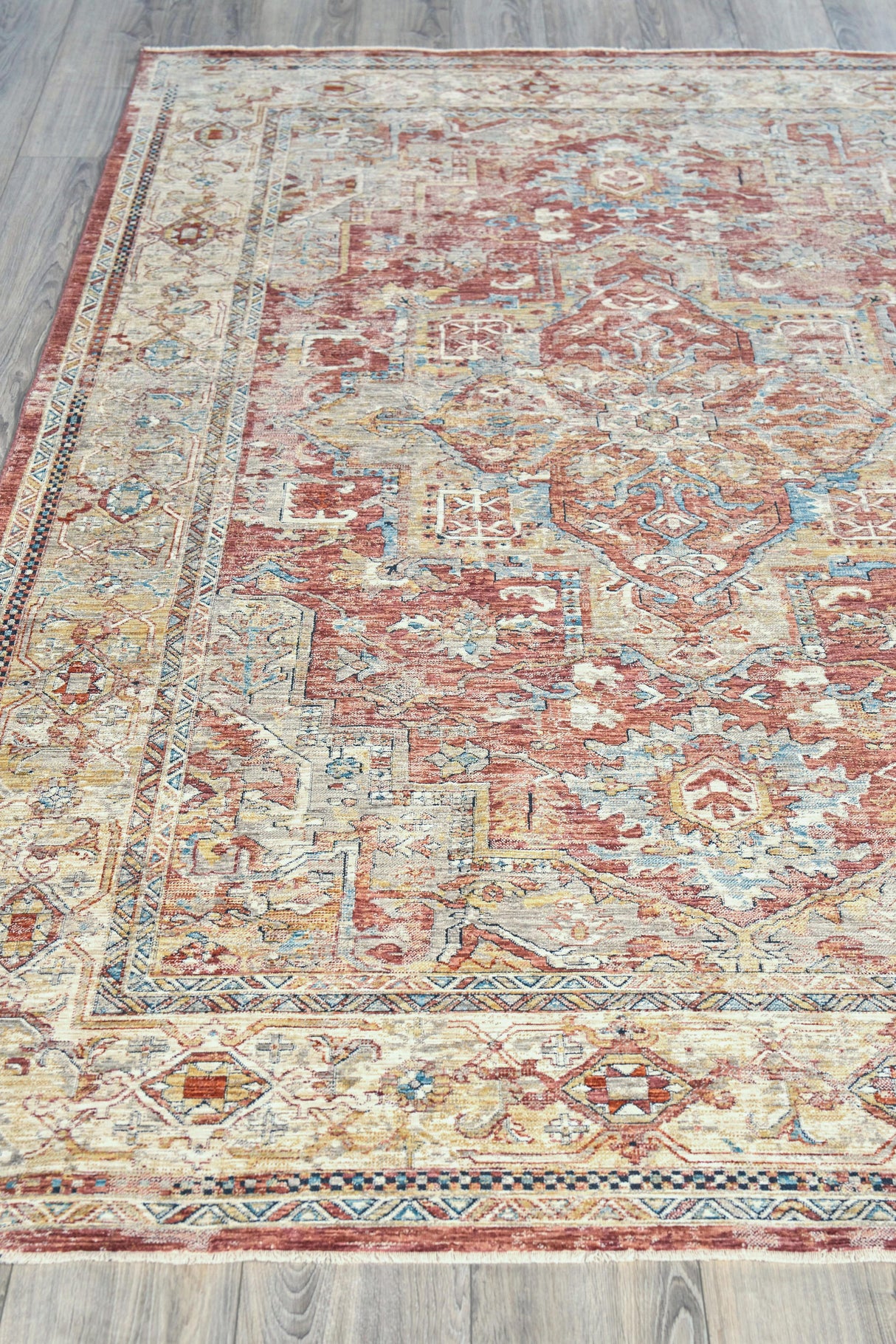 Exquisite Rugs Antique Loom 5600 Rust/Beige Polyester powerloom 3' x 2' Area Rug