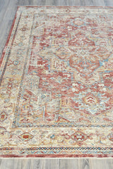 Exquisite Rugs Antique Loom 5600 Rust/Beige Polyester powerloom 3' x 2' Area Rug