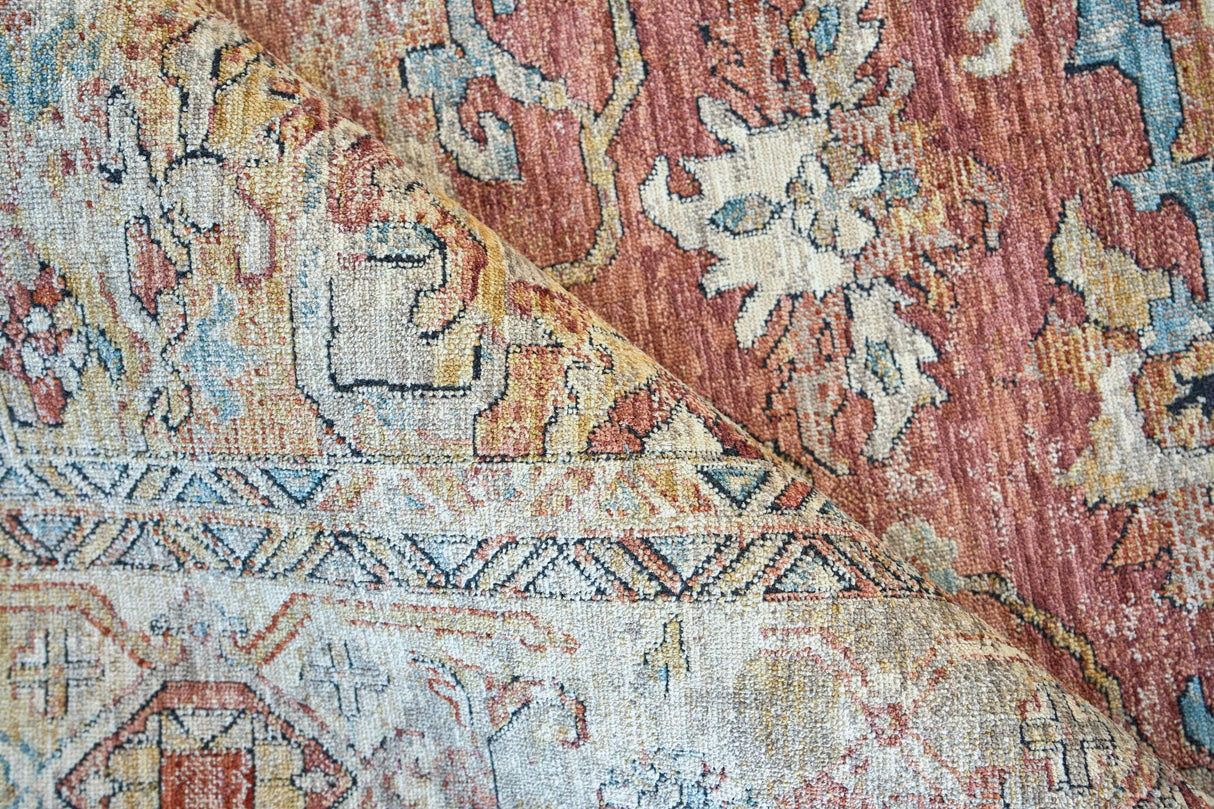 Exquisite Rugs Antique Loom 5600 Rust/Beige Polyester powerloom 9' x 6' Area Rug