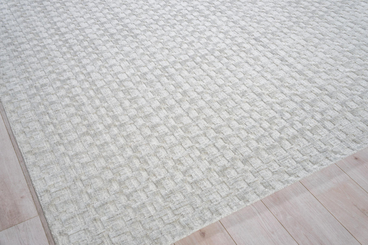Exquisite Rugs Monroe Silk Handloomed Bamboo Silk and New Zealand Wool 5625 Light Silver 2' x 3' Area Rug