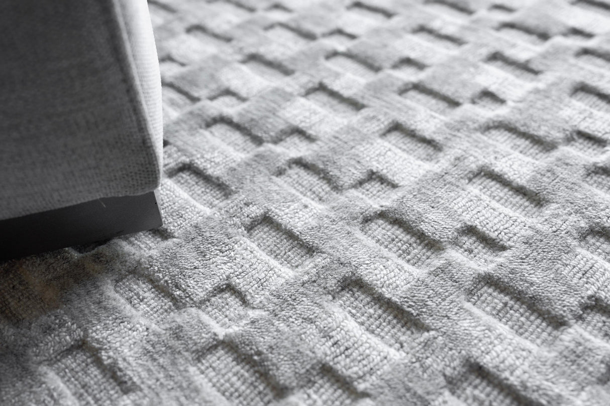 Exquisite Rugs Monroe Silk Handloomed Bamboo Silk and New Zealand Wool 5625 Light Silver 2' x 3' Area Rug