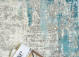 Exquisite Rugs Mercuri Power-loomed Acrylic/Viscose 5664 Silver/Blue 7' x 10' Area Rug