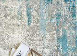 Exquisite Rugs Mercuri Power-loomed Acrylic/Viscose 5664 Silver/Blue 7' x 10' Area Rug
