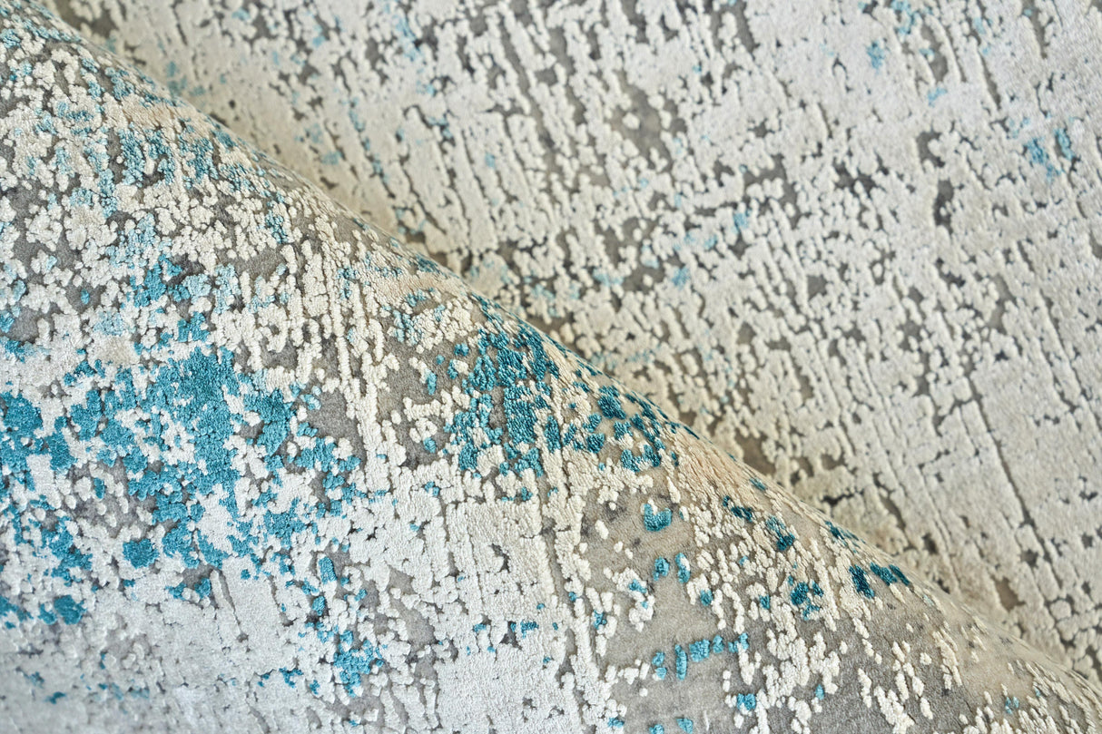 Exquisite Rugs Mercuri Power-loomed Acrylic/Viscose 5664 Silver/Blue 7' x 10' Area Rug