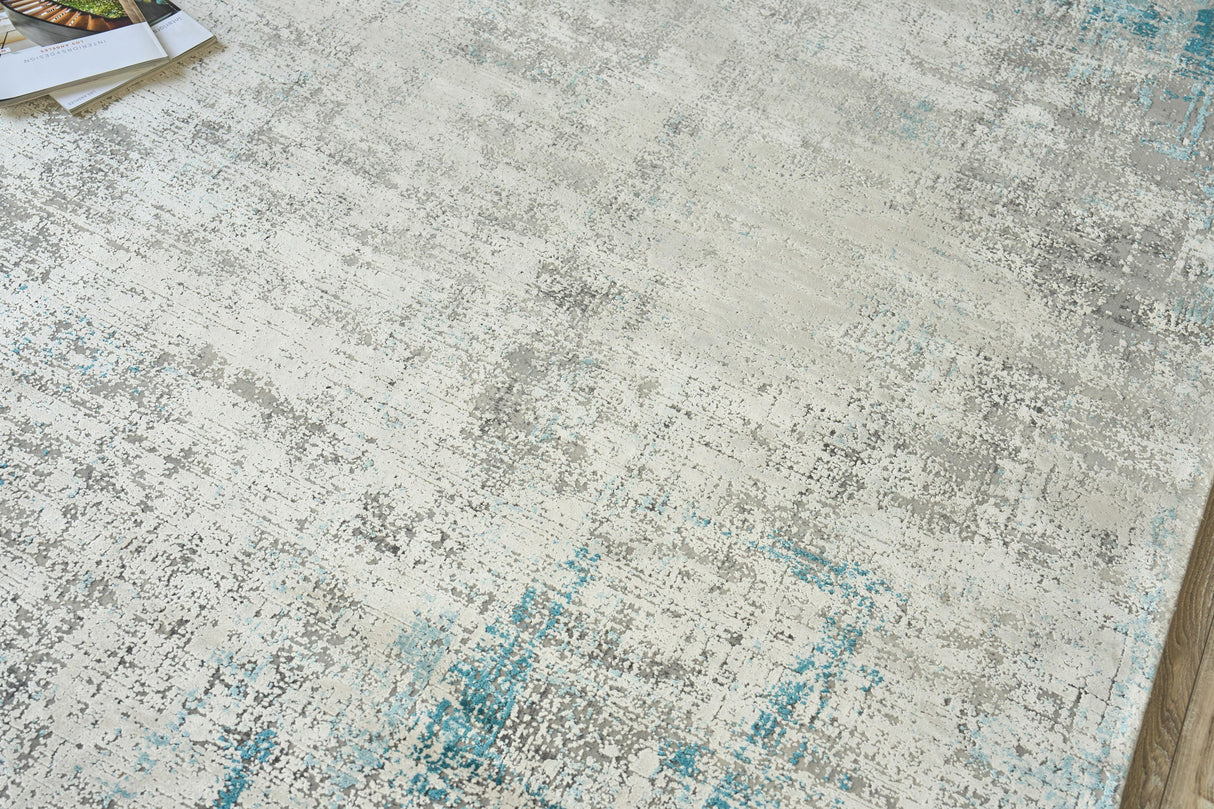 Exquisite Rugs Mercuri Power-loomed Acrylic/Viscose 5664 Silver/Blue 7' x 10' Area Rug