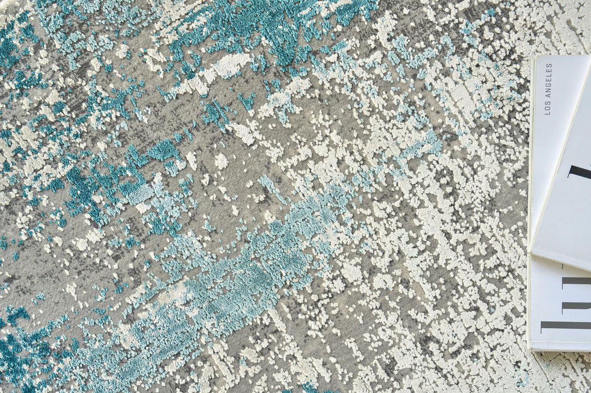 Exquisite Rugs Mercuri Power-loomed Acrylic/Viscose 5664 Silver/Blue 7' x 10' Area Rug