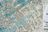 Exquisite Rugs Mercuri Power-loomed Acrylic/Viscose 5664 Silver/Blue 7' x 10' Area Rug