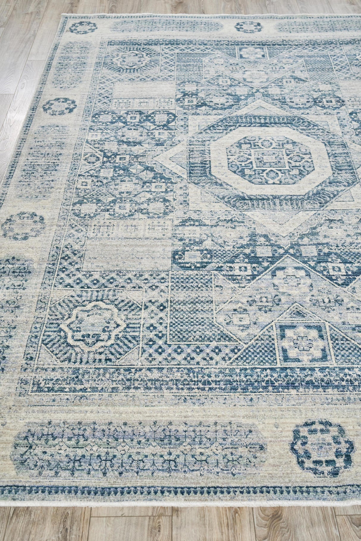 Exquisite Rugs Vintage Looms 5670 Light Blue/Blue Polyester powerloom 3' x 2' Area Rug