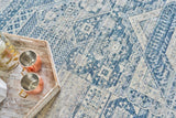 Exquisite Rugs Vintage Looms 5670 Light Blue/Blue Polyester powerloom 3' x 2' Area Rug