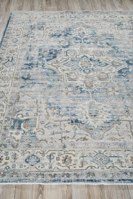 Exquisite Rugs The Met X Exquisite Rugs Vintage Looms 5677 Blue/Beige 4' x 12' Area Rug