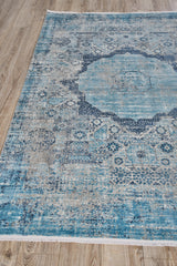 Exquisite Rugs Palace Powerloom Acrylic/Viscose in 6169 Ivory/Blue 6.42' x 9.83' Area Rug