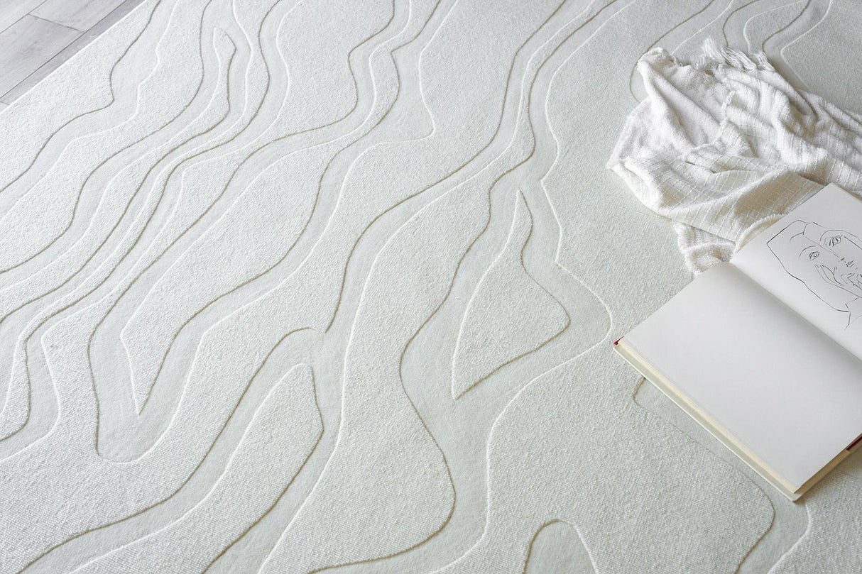 Exquisite Rugs Tempo Handloomed New Zealand Wool 6177 Ivory 6' x 14' Area Rug
