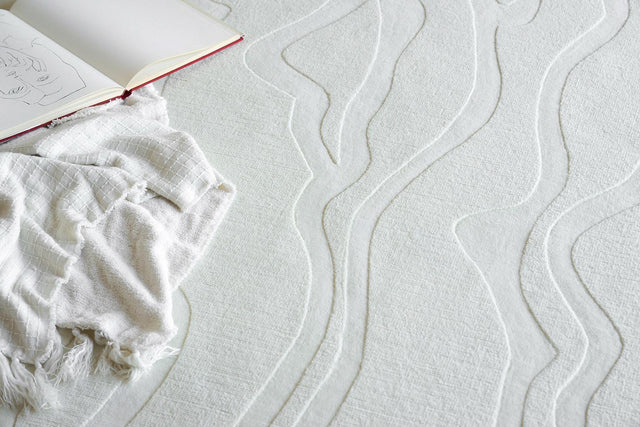 Exquisite Rugs Tempo Handloomed New Zealand Wool 6177 Ivory 6' x 14' Area Rug
