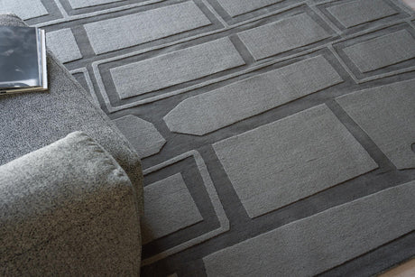 Exquisite Rugs Tempo Hand Loomed New Zealand Wool in 6209 Charcoal Gray 8' x 10' Area Rug