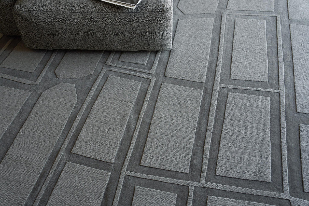 Exquisite Rugs Tempo Hand Loomed New Zealand Wool in 6209 Charcoal Gray 8' x 10' Area Rug