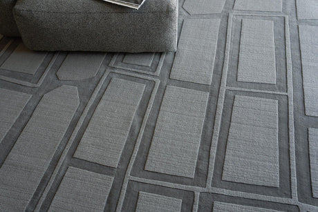 Exquisite Rugs Tempo Hand Loomed New Zealand Wool in 6209 Charcoal Gray 8' x 10' Area Rug
