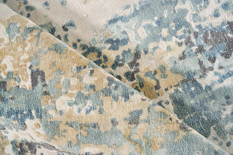 Exquisite Rugs Gianni Hand Loomed Wool/Bamboo Silk in 6250 Blue/Beige/Ivory 8' x 10' Area Rug