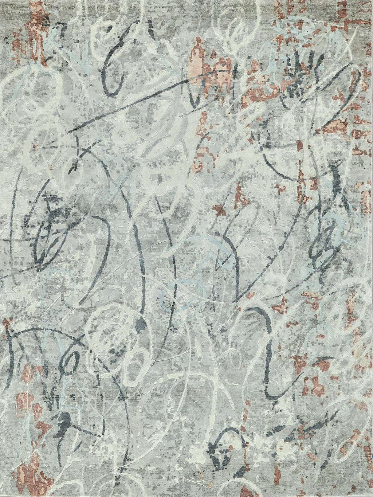 Exquisite Rugs Gianni Hand Loomed Wool/Bamboo Silk in 6251 Gray/Silver/Rust 8' x 10' Area Rug