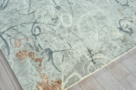 Exquisite Rugs Gianni Hand Loomed Wool/Bamboo Silk in 6251 Gray/Silver/Rust 8' x 10' Area Rug