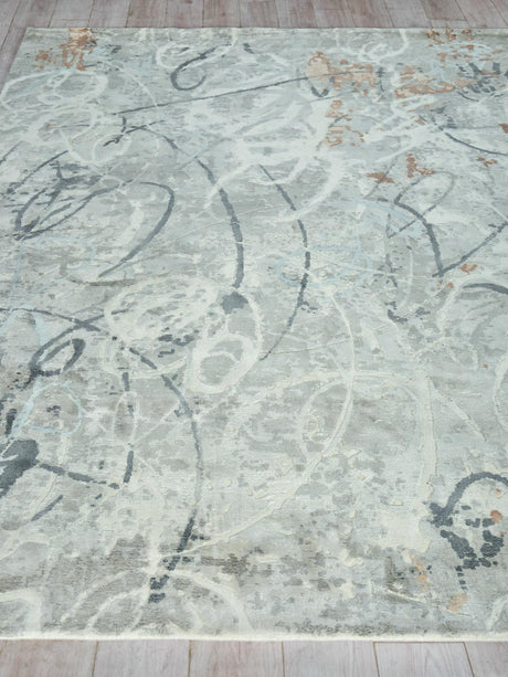 Exquisite Rugs Gianni Hand Loomed Wool/Bamboo Silk in 6251 Gray/Silver/Rust 8' x 10' Area Rug