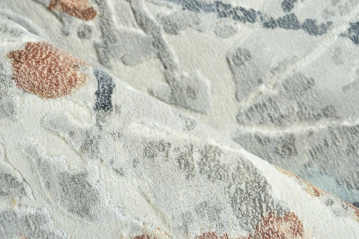 Exquisite Rugs Gianni Hand Loomed Wool/Bamboo Silk in 6251 Gray/Silver/Rust 8' x 10' Area Rug