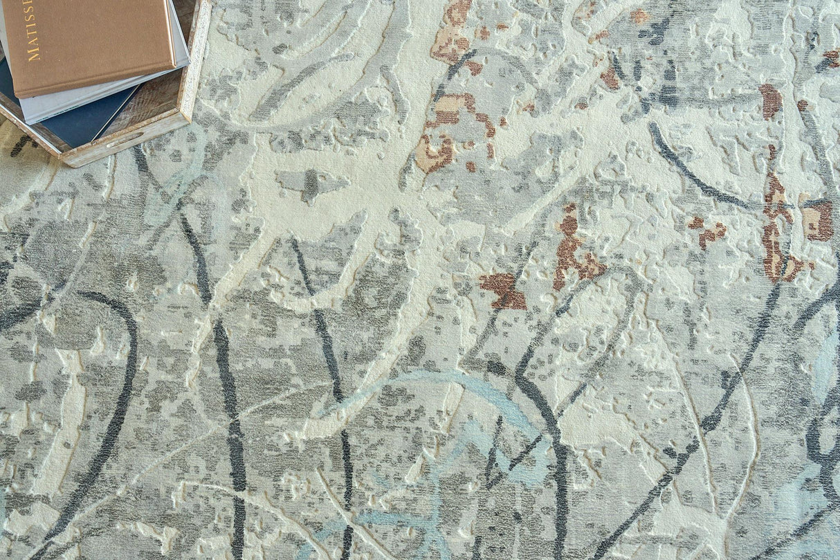 Exquisite Rugs Gianni Hand Loomed Wool/Bamboo Silk in 6251 Gray/Silver/Rust 8' x 10' Area Rug