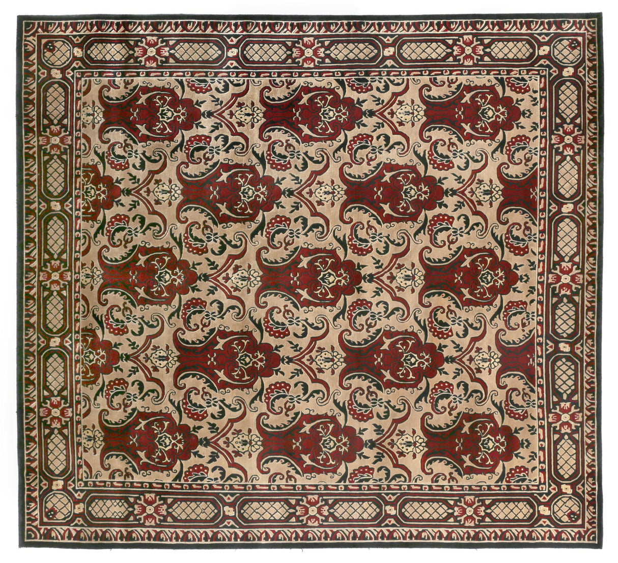 Exquisite Rugs Contemporary Hand Knotted New Zealand Wool in 6270 Black/Red 8' x 8' Area Rug