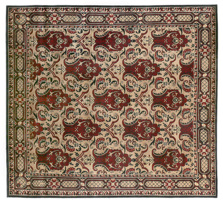 Exquisite Rugs Contemporary Hand Knotted New Zealand Wool in 6270 Black/Red 8' x 8' Area Rug