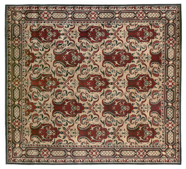 Exquisite Rugs Contemporary Hand Knotted New Zealand Wool in 6270 Black/Red 8' x 8' Area Rug
