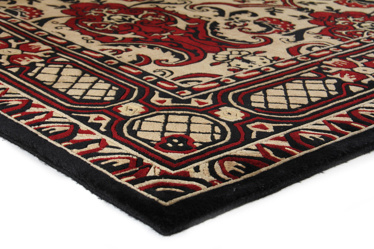 Exquisite Rugs Contemporary Hand Knotted New Zealand Wool in 6270 Black/Red 8' x 8' Area Rug
