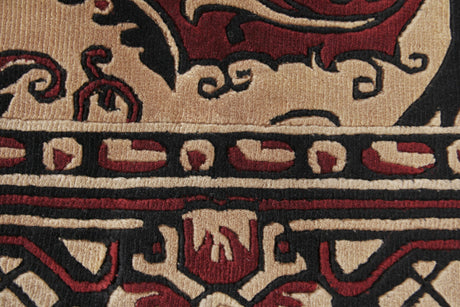 Exquisite Rugs Contemporary Hand Knotted New Zealand Wool in 6270 Black/Red 8' x 8' Area Rug