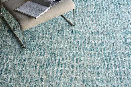 Exquisite Rugs Ink Blot Hand Tufted New Zealand Wool 6308 Turquoise 2' x 3' Area Rug