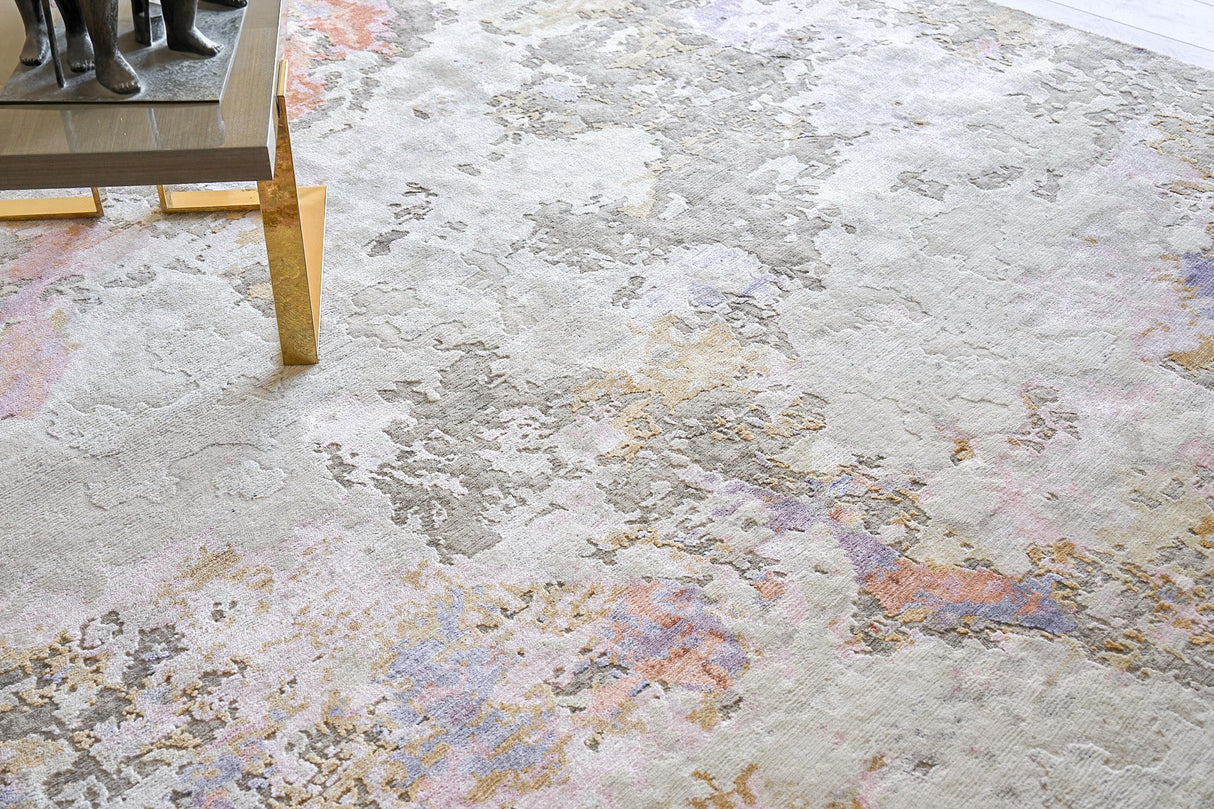 Exquisite Rugs Cosmo Hand-knotted Wool/Bamboo Silk 6313 Ivory/Beige/Blue 4' x 6' Area Rug