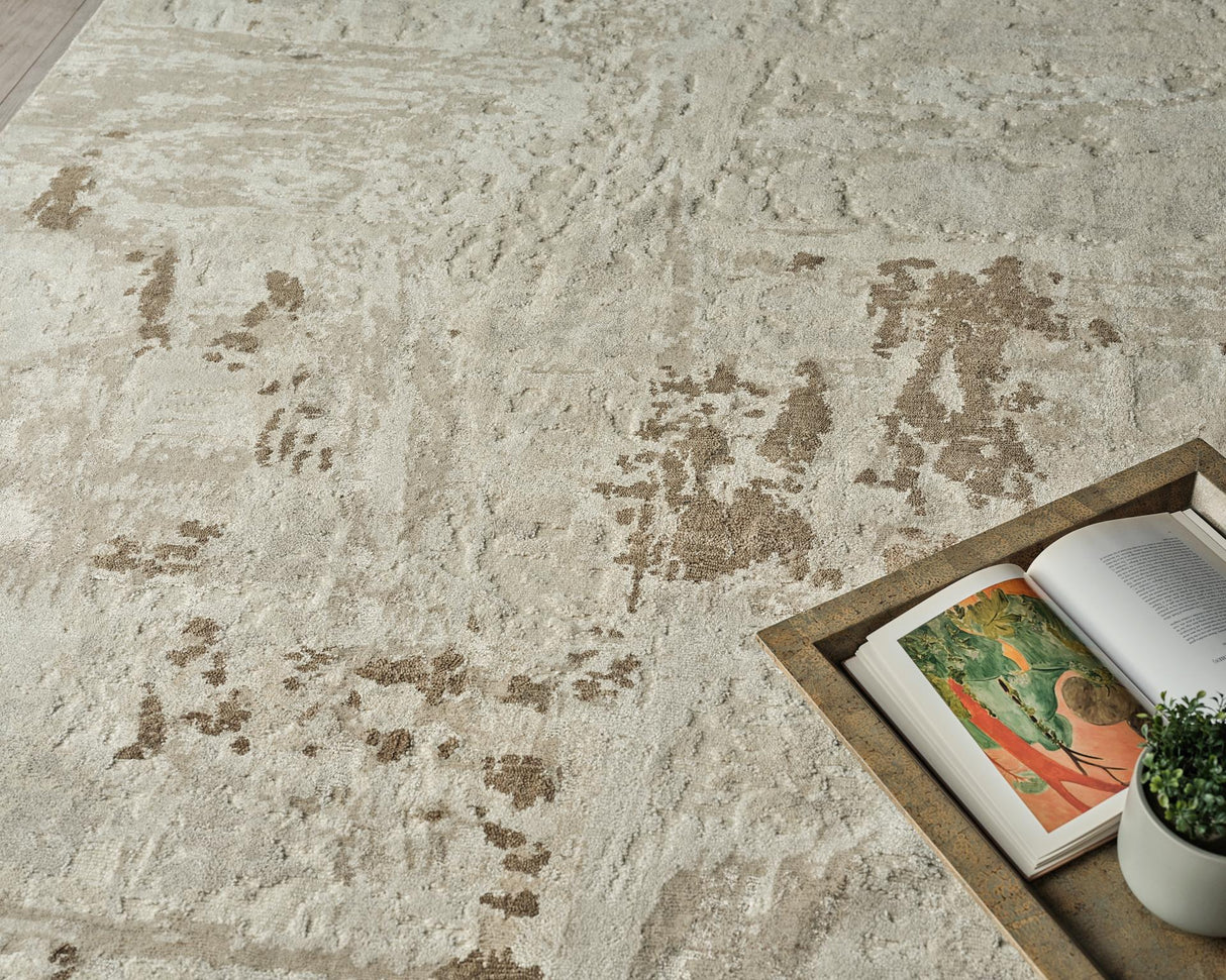 Exquisite Rugs Luxury Laureno Hand Knotted Bamboo Silk in 6319 Ivory/Beige 8' x 10' Area Rug