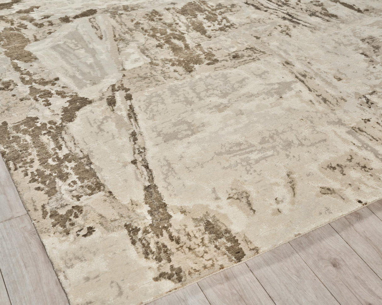 Exquisite Rugs Luxury Laureno Hand Knotted Bamboo Silk in 6319 Ivory/Beige 9' x 12' Area Rug