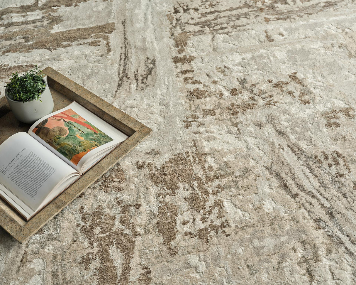Exquisite Rugs Luxury Laureno Hand Knotted Bamboo Silk in 6319 Ivory/Beige 9' x 12' Area Rug