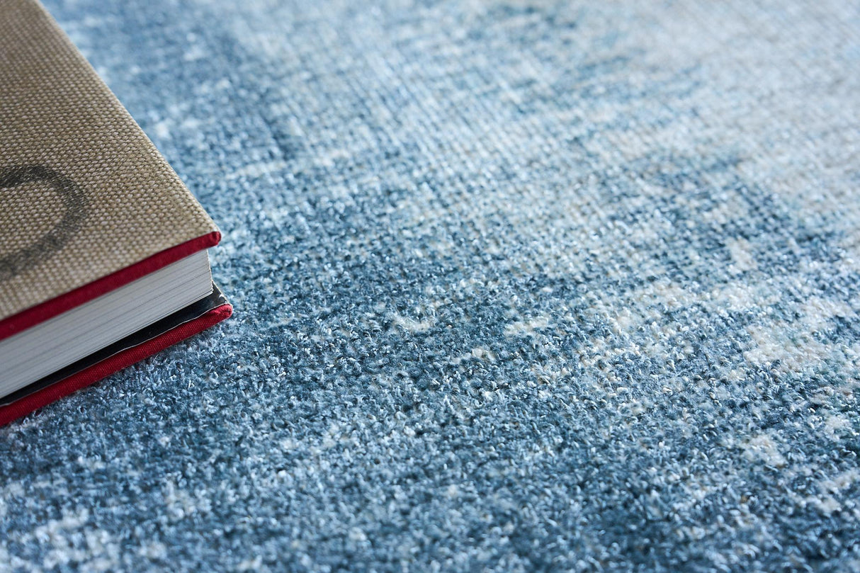 Exquisite Rugs Stone Wash Gazni Hand-loomed Wool/Bamboo Silk 6329 Blue 4' x 6' Area Rug