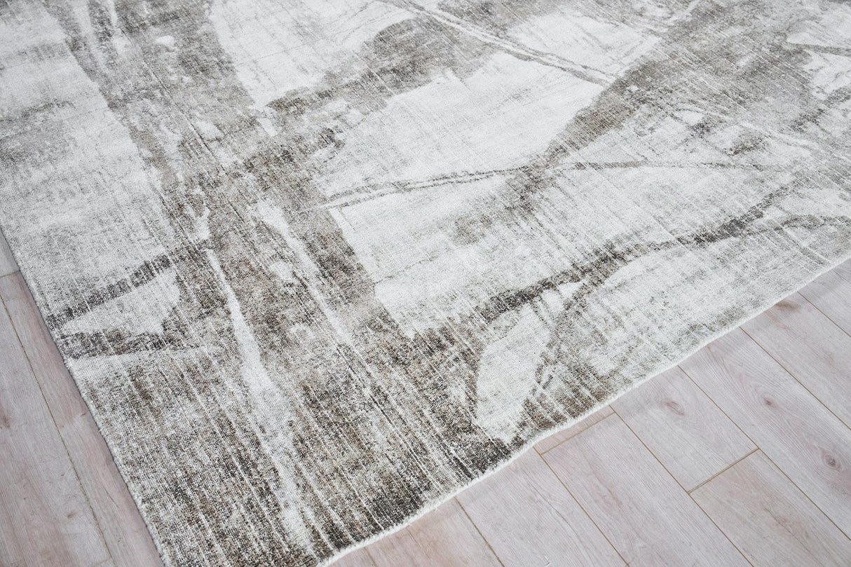 Exquisite Rugs Kyoto Hand-loomed Wool/Bamboo Silk 6332 Silver/Beige 6' x 4' Area Rug